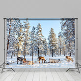 Lofaris Deer Pulling Sled Winter Forest Photography Backdrop